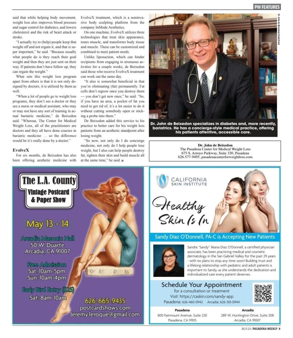 A newspaper article with photos of dr. Mark d ' amico